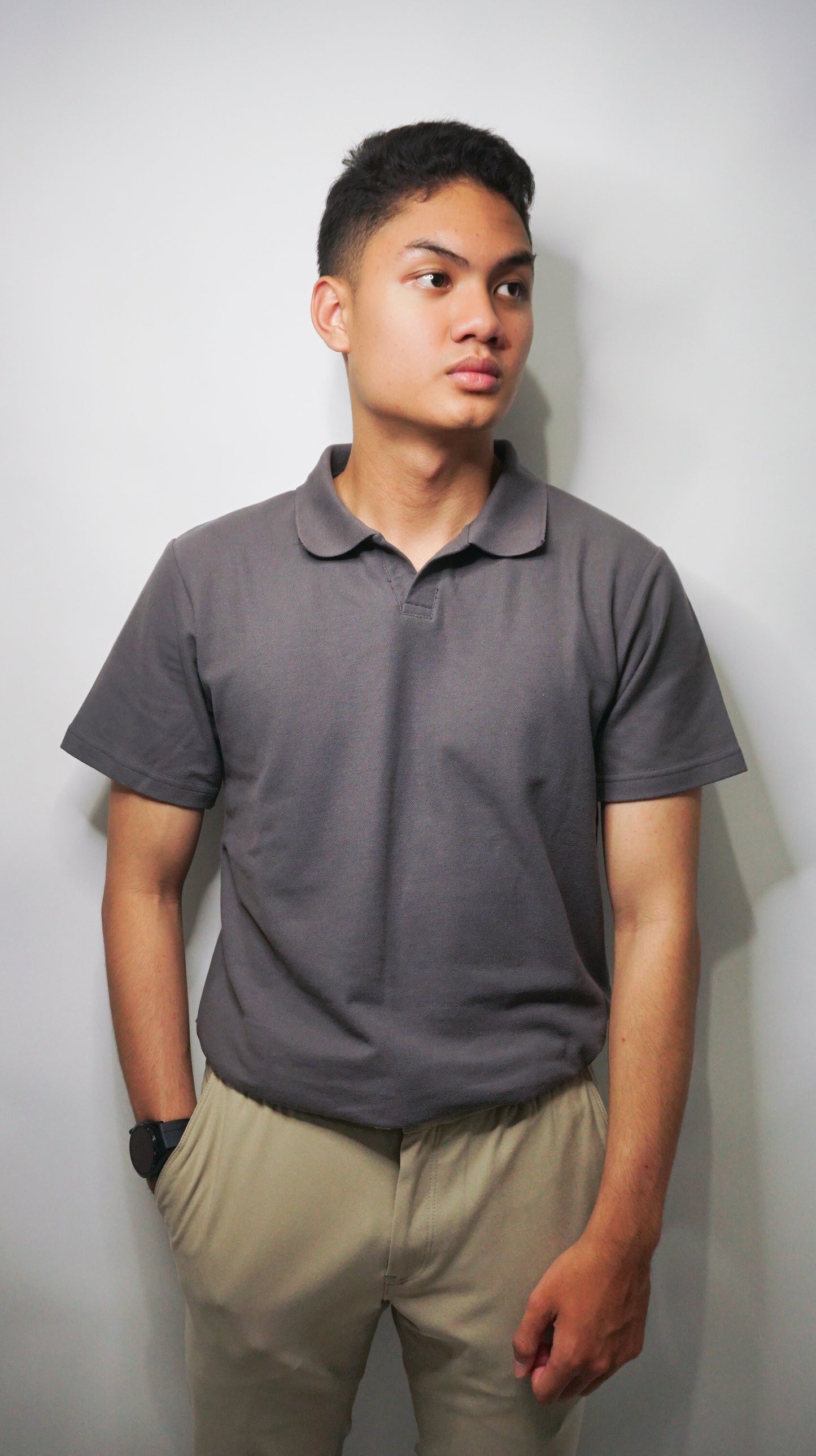 Polo v-neck - dark grey